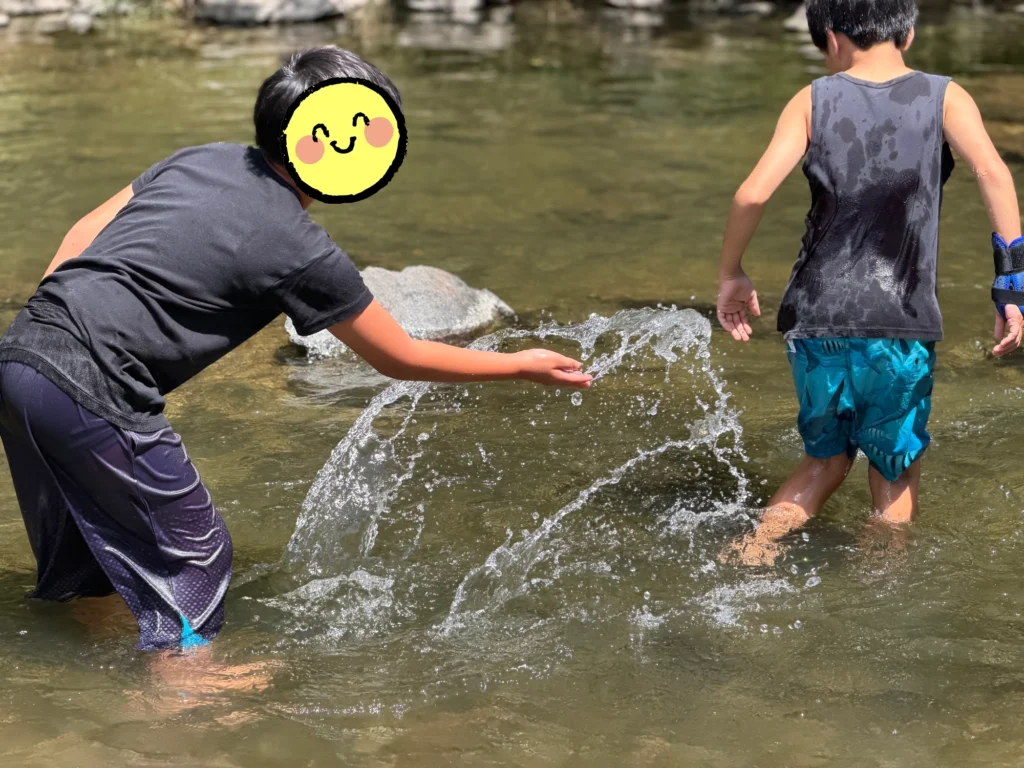 川遊びで夏を満喫する子どもたち